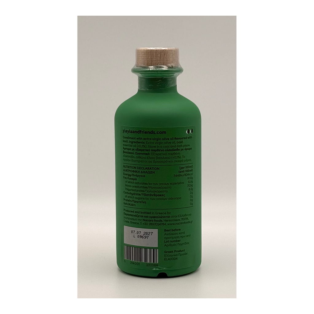 Yiayia & Friends Extra Virgin Olive Oil | Basil Infused, 200ml
