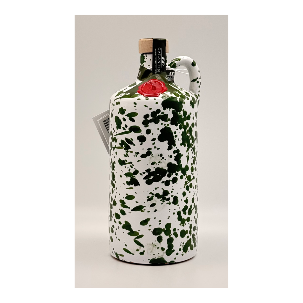 Puglian Extra Virgin Olive Oil in Green Splatter Ceramic Bottle, 500ml