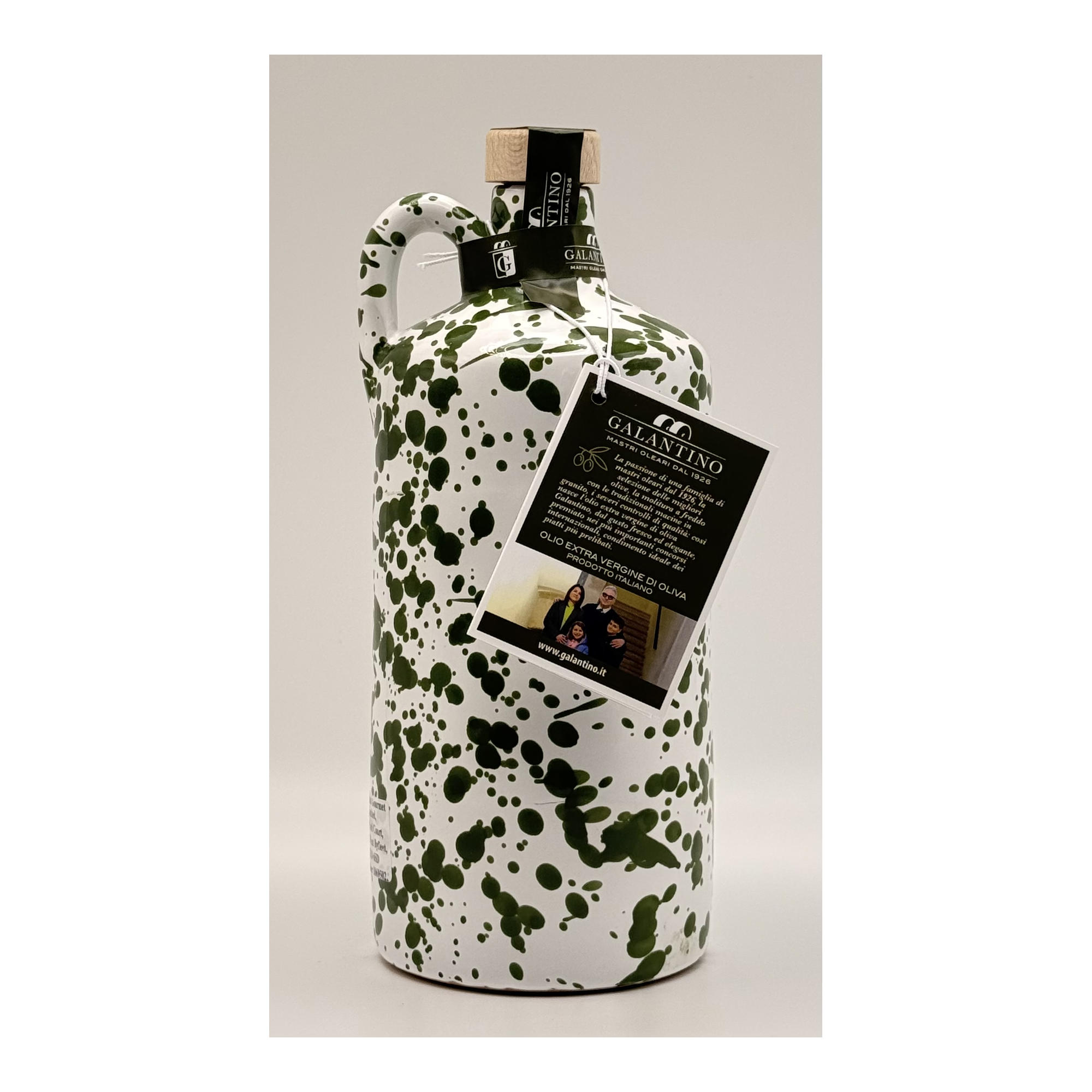 Puglian Extra Virgin Olive Oil in Green Splatter Ceramic Bottle, 500ml
